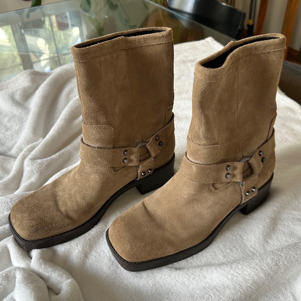 ZARA Suede Moto Boots